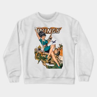 Sexy Girl with Weapon Wings Comic Crewneck Sweatshirt